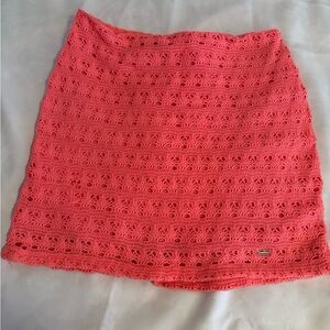 Hollister Coral Crochet Mini Skirt